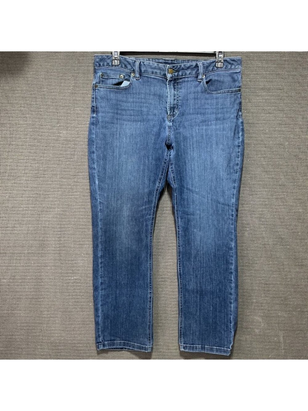L.L. Bean BeanFlex Straight Leg Woman's Jeans 16 Pet Favorite Fit Blue Stretch